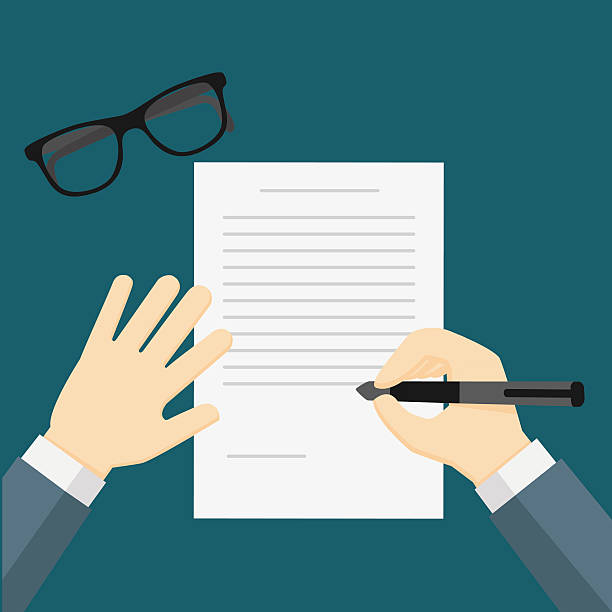 businessman hand holding a pen, businessman writing on the paper